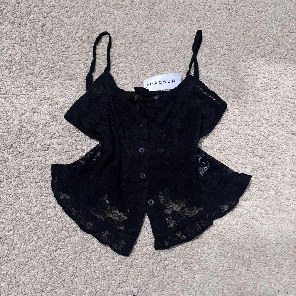 Black Lace Button-Up Camisole